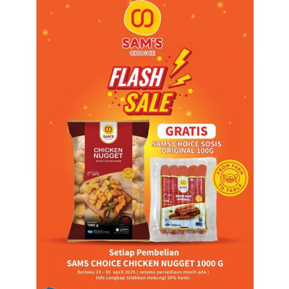 

PROMO NAGET SAM'S 1000 GRAM FREE SOSIS 100 GR