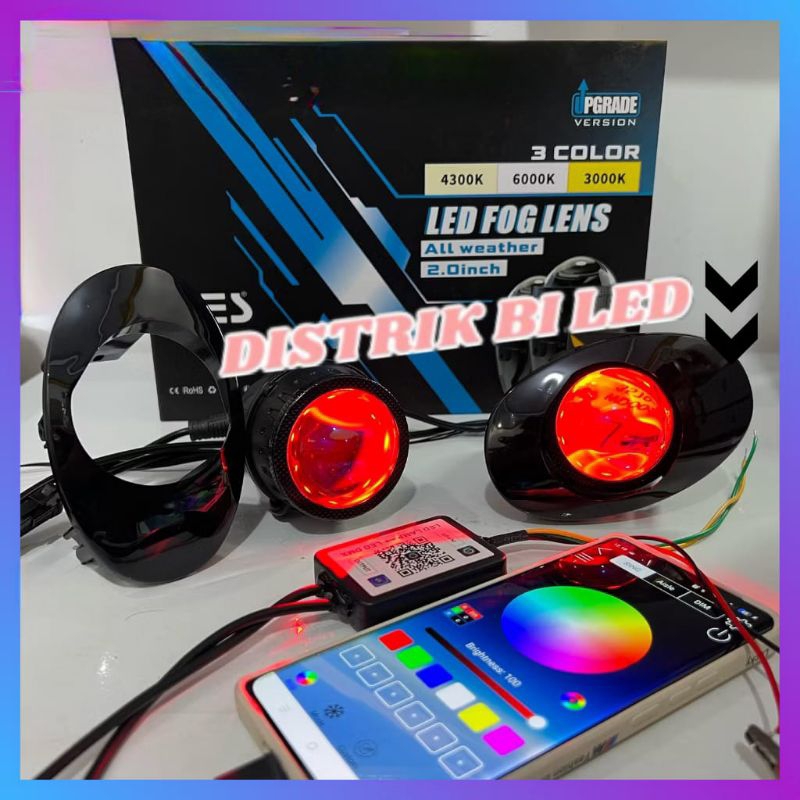 FOGLAMP 2 INCH 3 WARNA DEVIL RGB AL WEATHER AES FOGLAMP BRIO MOBILIO JAZZ