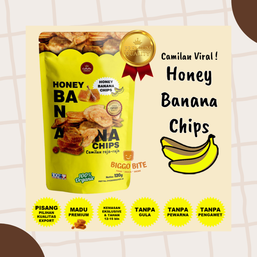 

Carara HONEY BANANA CHIPS Keripik Pisang Paling Enak & Terlaris 120 Gram