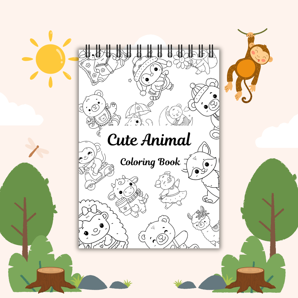

Cute Animal Coloring Book for Adult and Teen Buku Mewarnai Anak