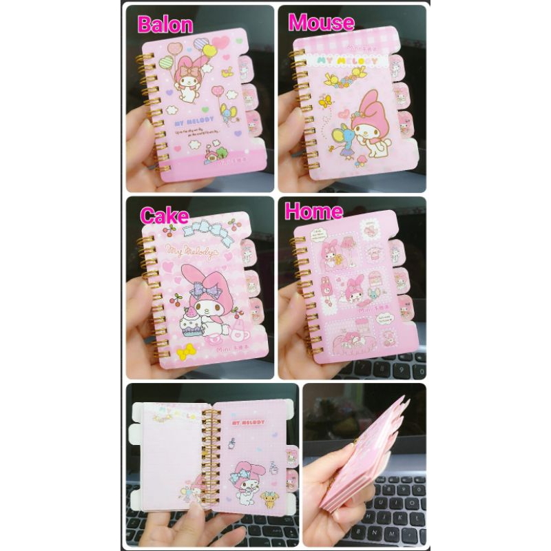 

Memo ring fullcolor ada pembatas isi 60lbr uk8x11 / memo ring kuromi melody cinnamoroll