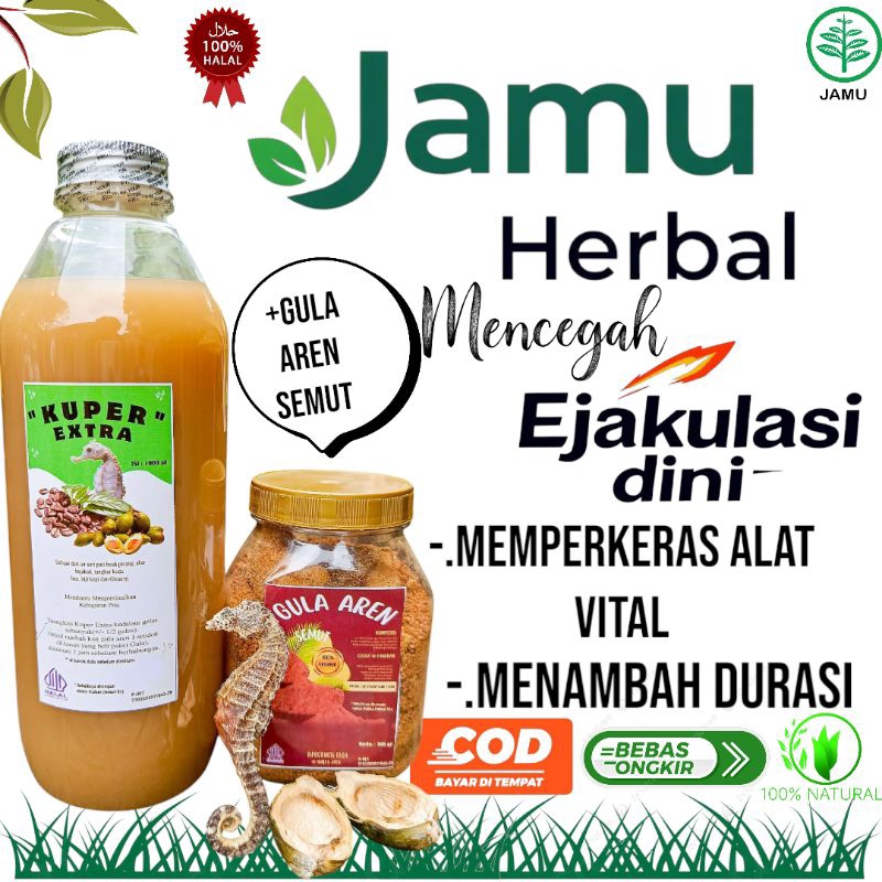 HERBAL KUPER EXTRA 1000 ml + gula aren semut jamu kuat pria alami