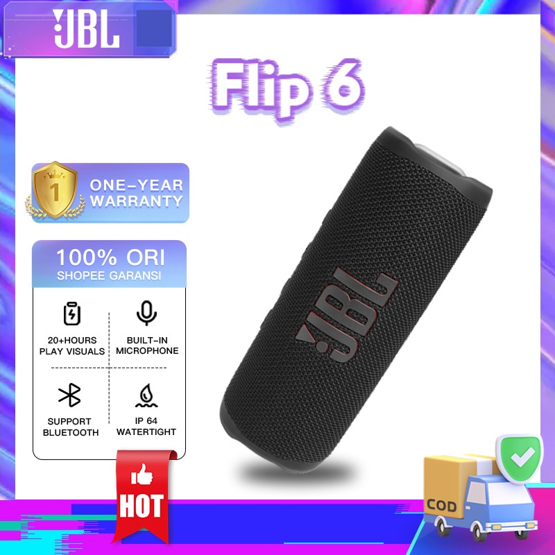 [Flash Sale]Ori JBL Flip 6 Portable Bluetooth Speaker Outdoor and Pembicara Portable and Travel Pemb