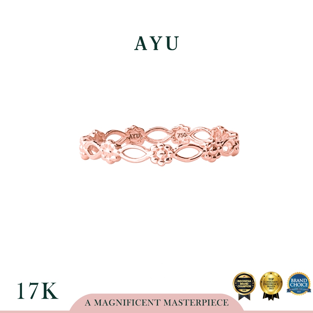 AYU Cincin Emas - Gold Everbloom Stack 17k Rose Gold