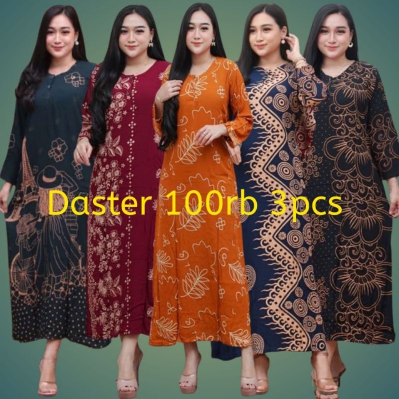 DASTER  3PCS CUMA 100RB bisa COD, DASTER LENGAN PANJANG, LD 110 CM KANCING DEPAN AKTIF