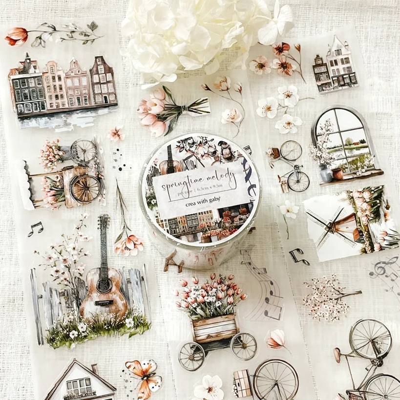 

[New 2025] Crea With Gaby Springtime Melody Pet Tape Sticker Sample