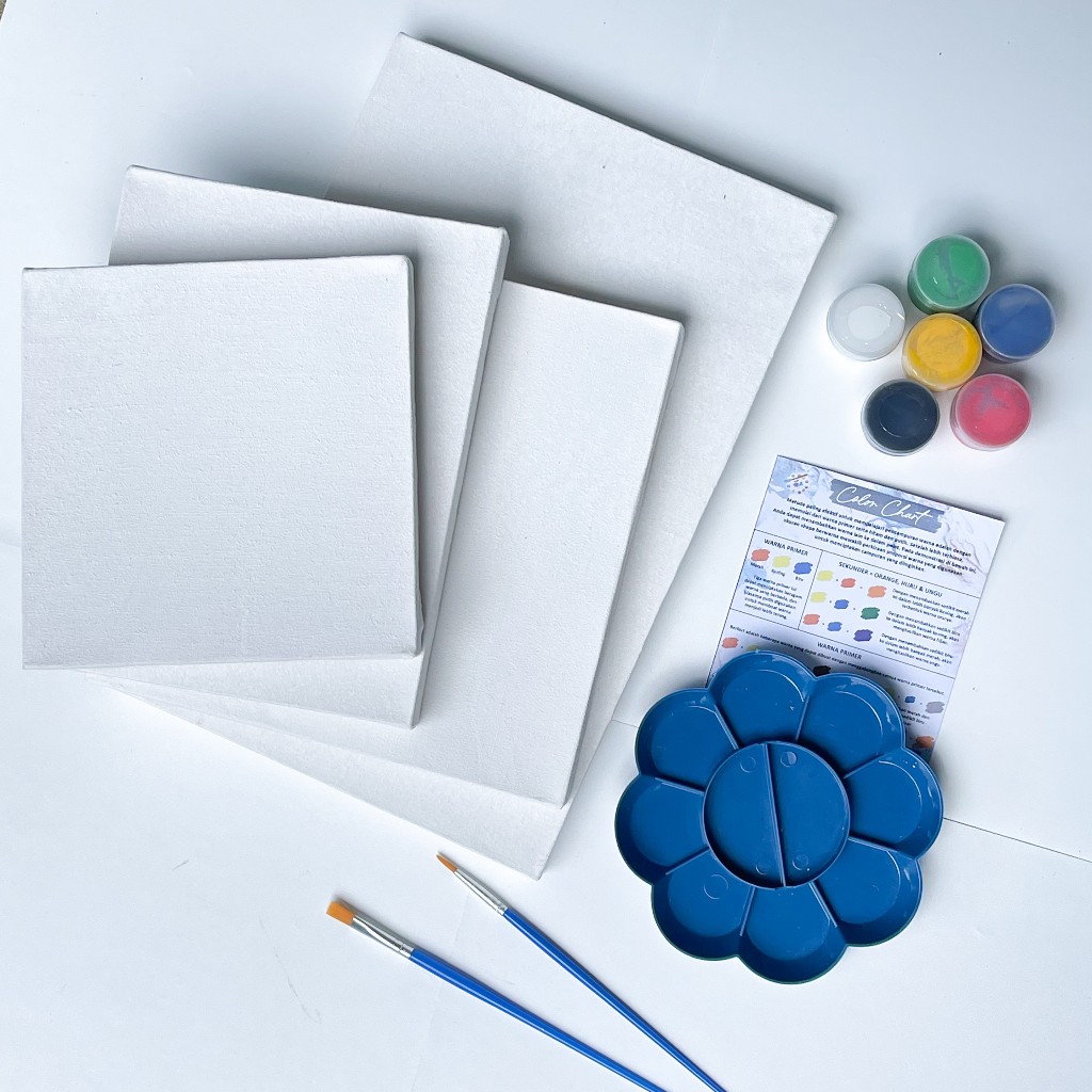 

Kanvas Lukis Putih Paket Peralatan Melukis Kanvas Mewarnai Cat Akrilik Kuas Palet Mixing Color Chart