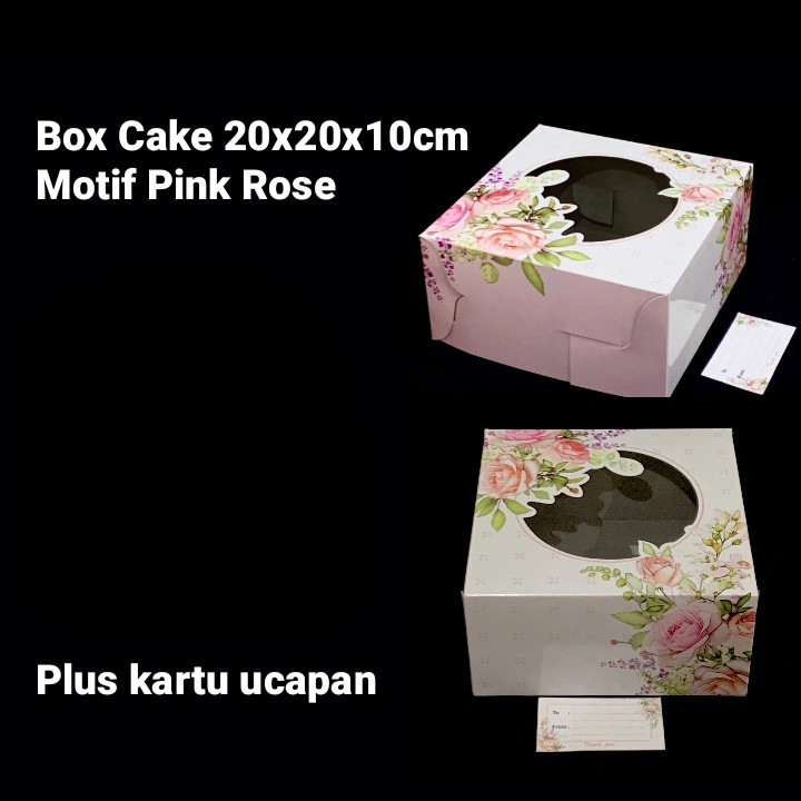

Box Cake 20x20x10cm Duplex Motif Pink Rose Laminasi Luar Dalam Plus Kartu Ucapan Ukuran 20x20x10 Isi 10