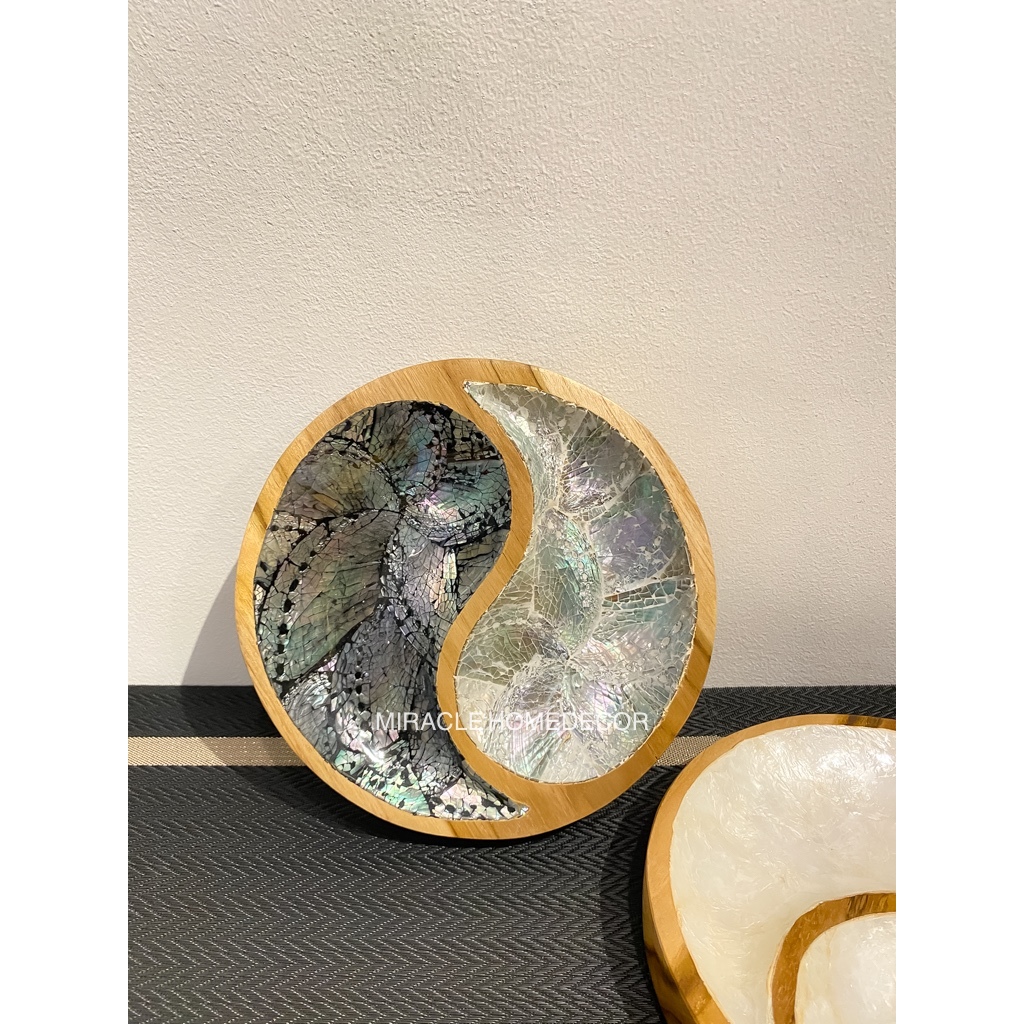 Miracle Homedecor - piring bulat kayu , piring kerang, piring unik, piring estetik, dessert plate, s