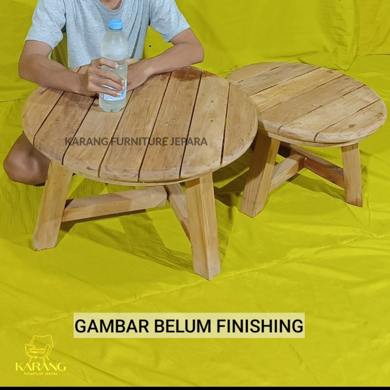 Set Meja Lesehan Minimalis Japandi Kayu Jati | Karang Furniture Jepara