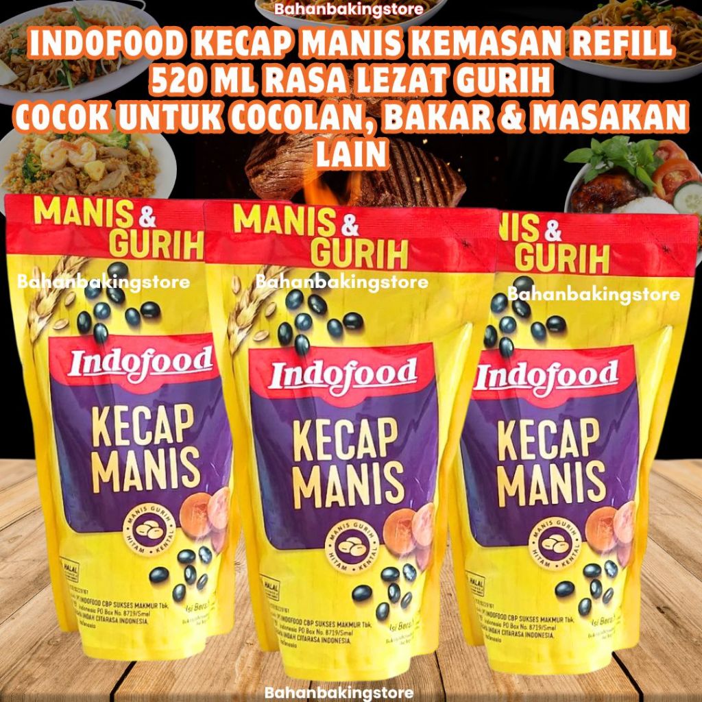 

INDOFOOD KECAP MANIS KEMASAN POUCH REFILL 520 ML RASA LEZAT GURIH