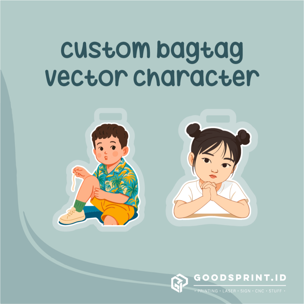 CUSTOM BAGTAG KARTUN GAMBAR SENDIRI | BAGTAG AKRILIK TEBAL KADO UNIK UNTUK ULANGTAHUN WISUDA ANNIVER