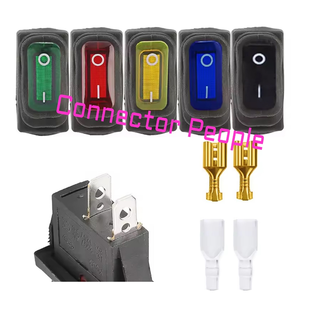 Saklar Waterproof Kecil Lampu ON OFF AC 2 Pin  Rocker Switch Anti Air 2 Kaki