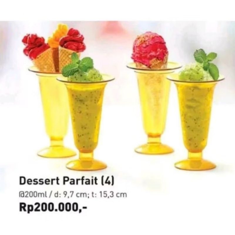Tupperware Dessert Cup Dessert Parfait Glass Ice Cream 4pcs Gelas