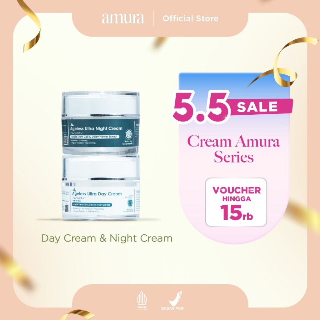 [Bundling] Amura Day & Night Cream - Anti Penuaan | UV Protection, Mencerahkan & Melembapkan