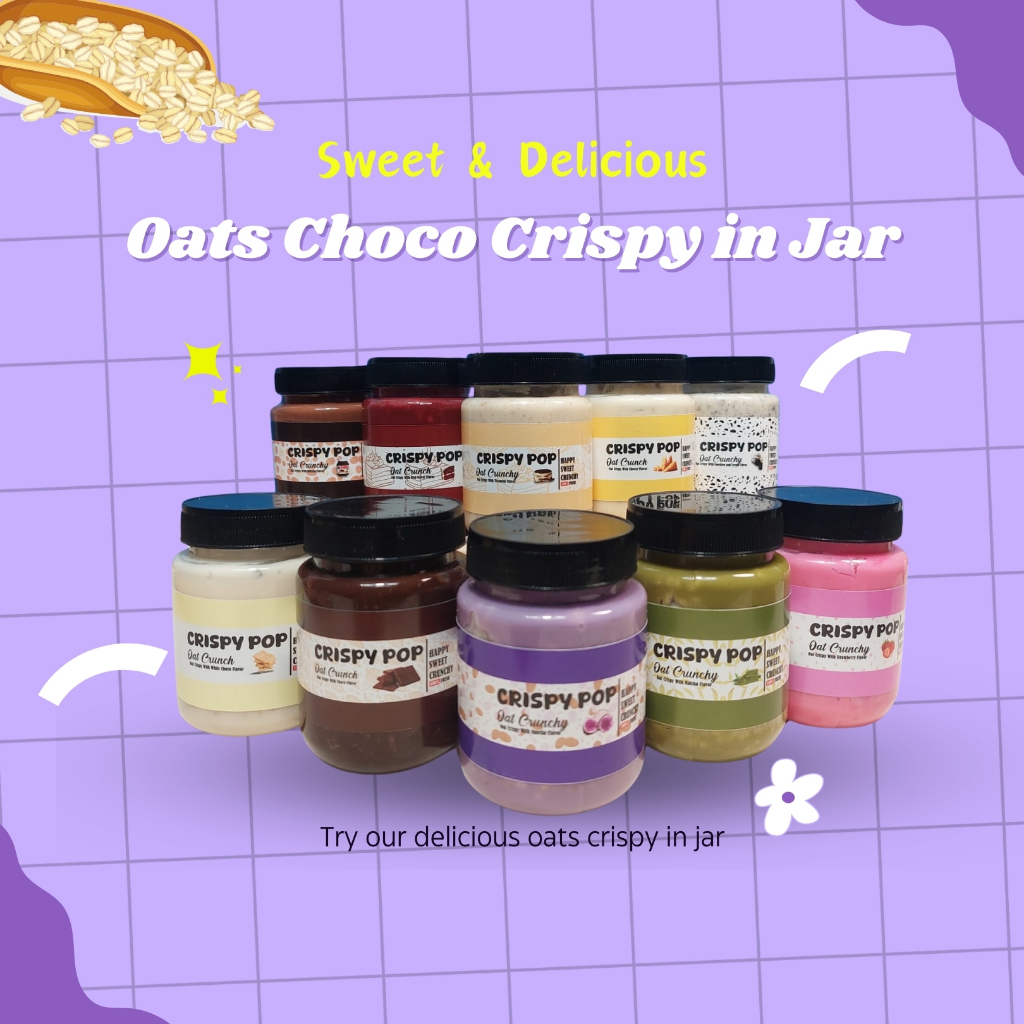 

RISPYPOP by Cookiesin - Oats Crispy Choco In Jar | Cokelat leleh dan lumer di mulut | Cemilan Rasa Cokelat Lumer aneka rasa - Snack dalam jar premium