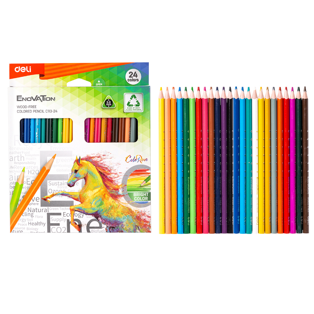 

Deli Color Run Color Pencil / Pensil Warna 24 Warna Desain Segitiga Wood-Free
