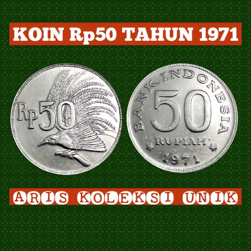 koin Rp50 tahun 1971 mahar koin 50 rupiah cendrawasih
