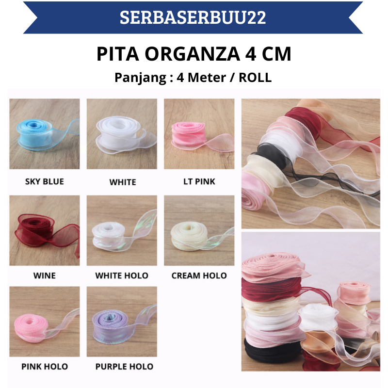 

Pita Kado Pita Organza Premium ROLL Ukuran 4 CM Pita Bunga Buket Dekorasi PT04 SS22