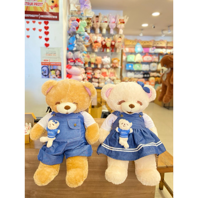 ORI ISTANA BONEKA ISBON TEDDY BEAR BONEY BONITA SIZE 25inch atau 63cm lucu baju overall jeans