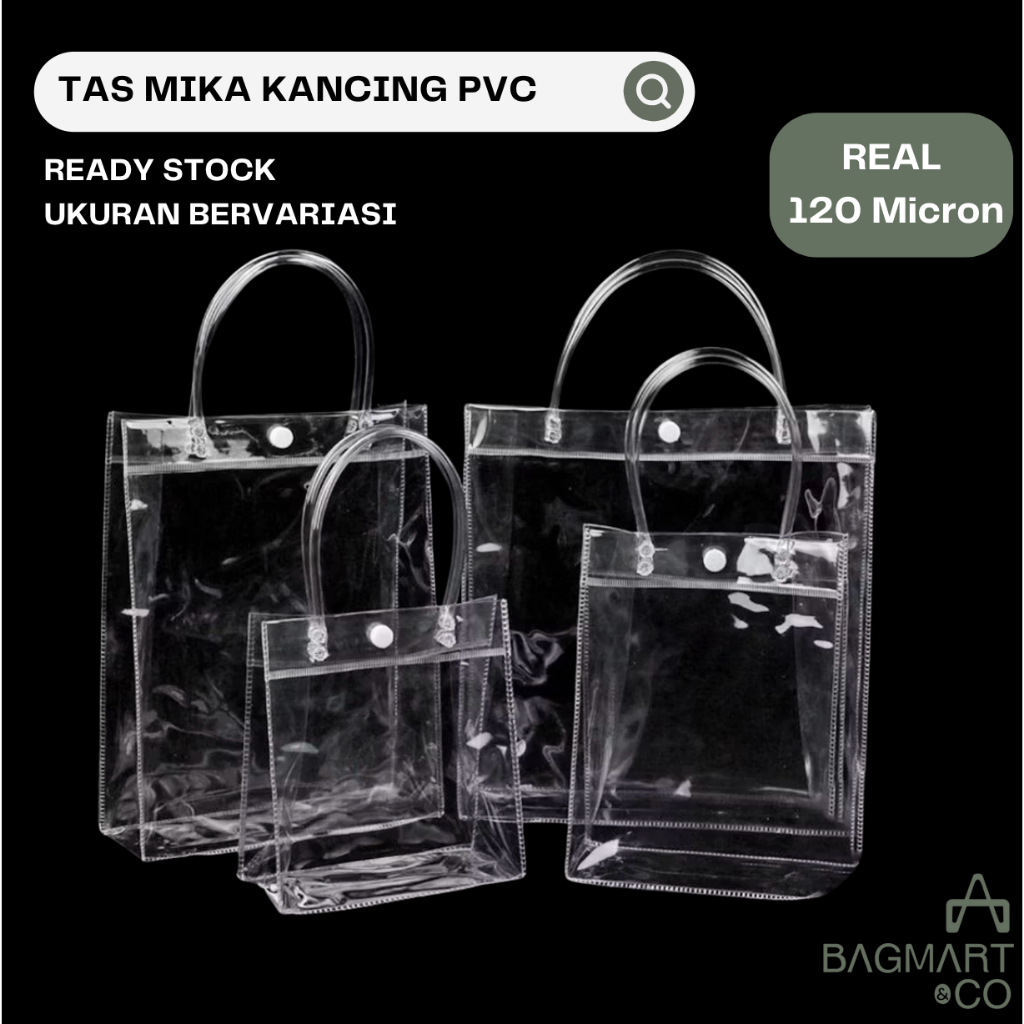

Tas Mika PVC Polos Bening Goodie Bag Suvenir Hampers / Ulang Tahun / Parcel / Gift Bag / Kantong