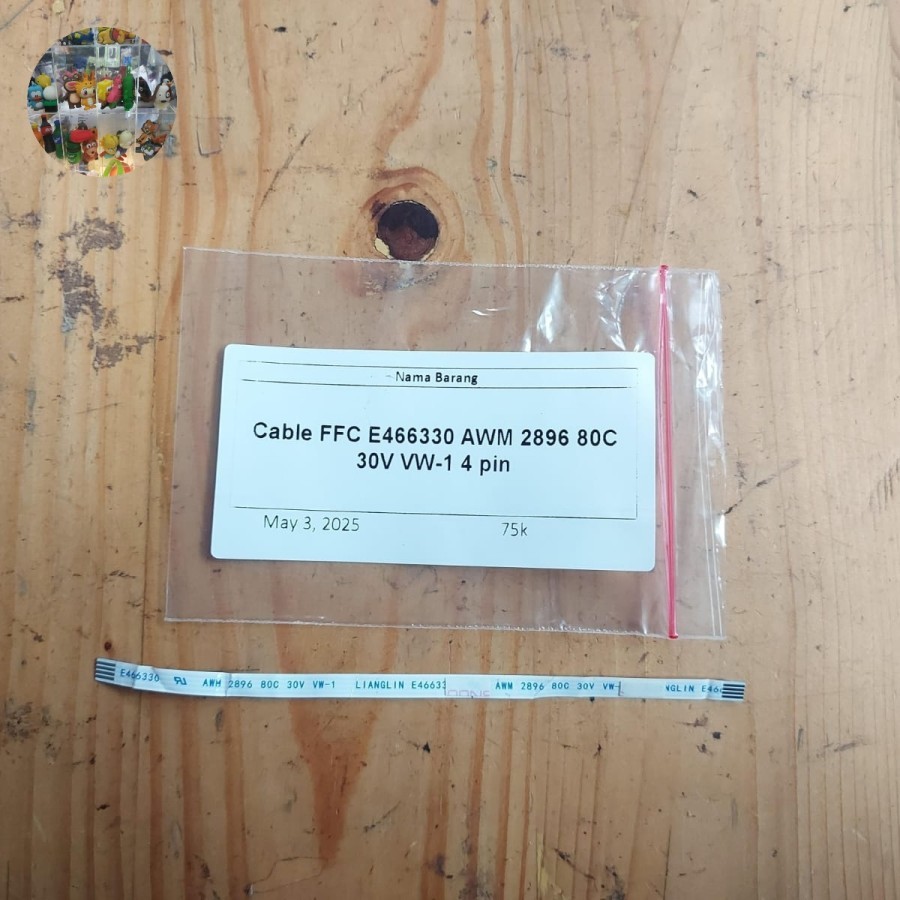 Cable FFC E466330 AWM 2896 80C 30V VW-1 4 Pin