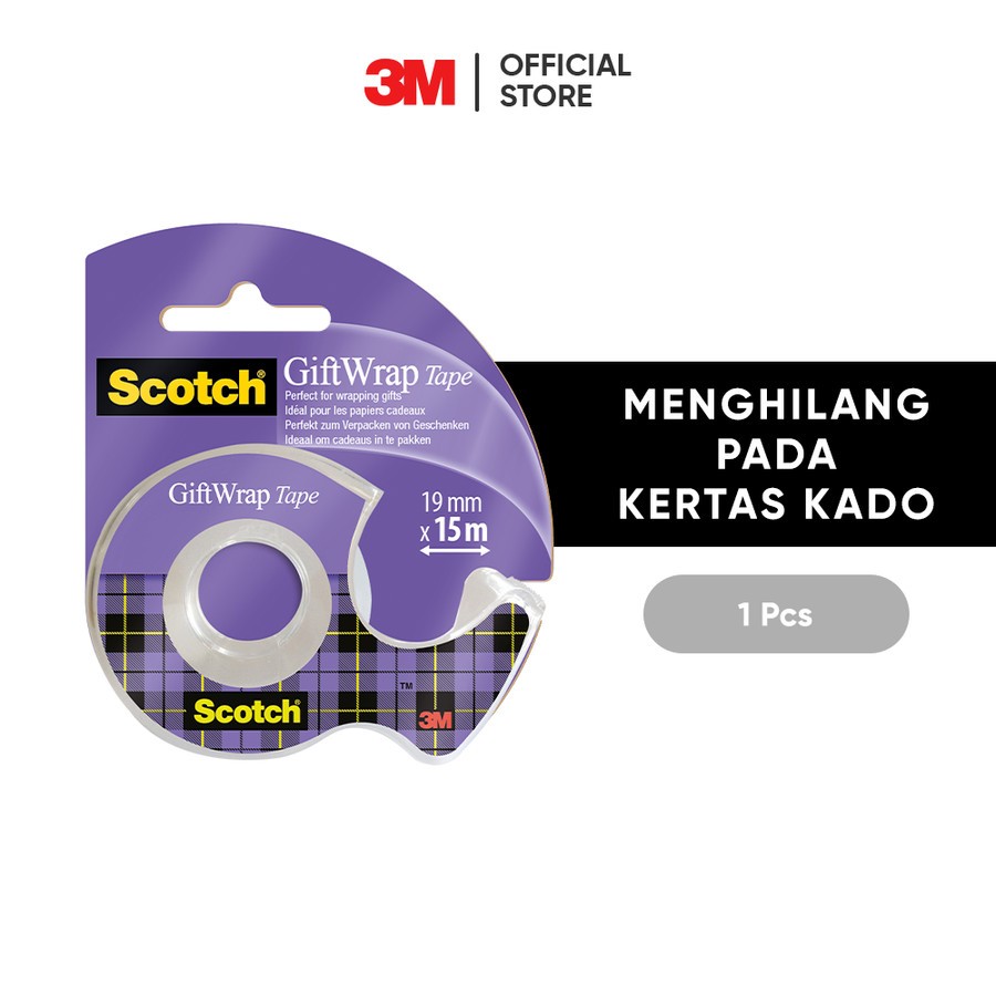 

3 M Scotch Gift-Wrap Tape, Transparan pada kertas kado