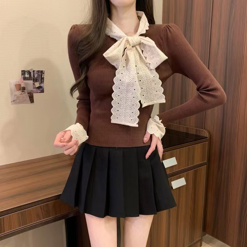 atasan rajut renda pita