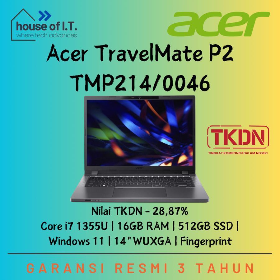 Laptop TKDN Acer TravelMate TMP214/0046 i7 1355U 16GB 512GB W11 14"WUXGA - Garansi Resmi 3 Tahun - L
