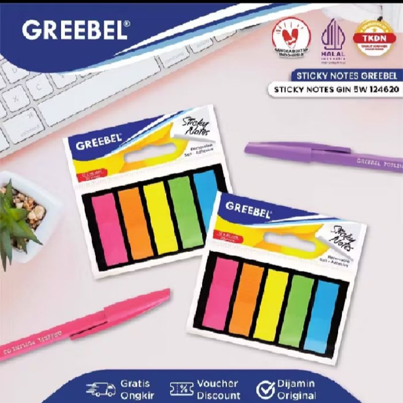 

GREEBEL STICKY NOTES 6 WARNA 20 LEMBAR (5W 124620)
