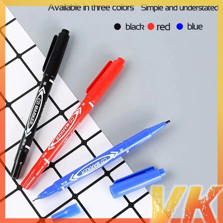 

​​Spidol Double Marker 2 Sisi [Dual Tip Premium] Spidol Pulpen 2 in 1 Hitam Tinta Awet Anti Kering​​