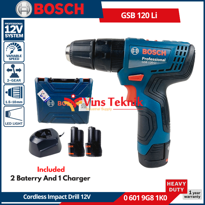 Mesin Bor baterai 12V Cordless Impact drill GSB120LI BOSCH GSB 120 LI