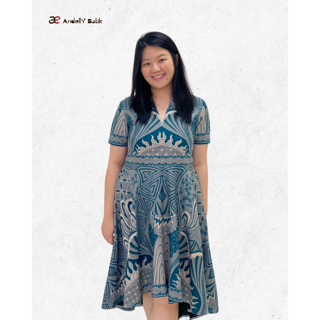 Andelly Batik - HAZIA Dress Batik Bahan DOBBY | Batik Wanita Cap Solo