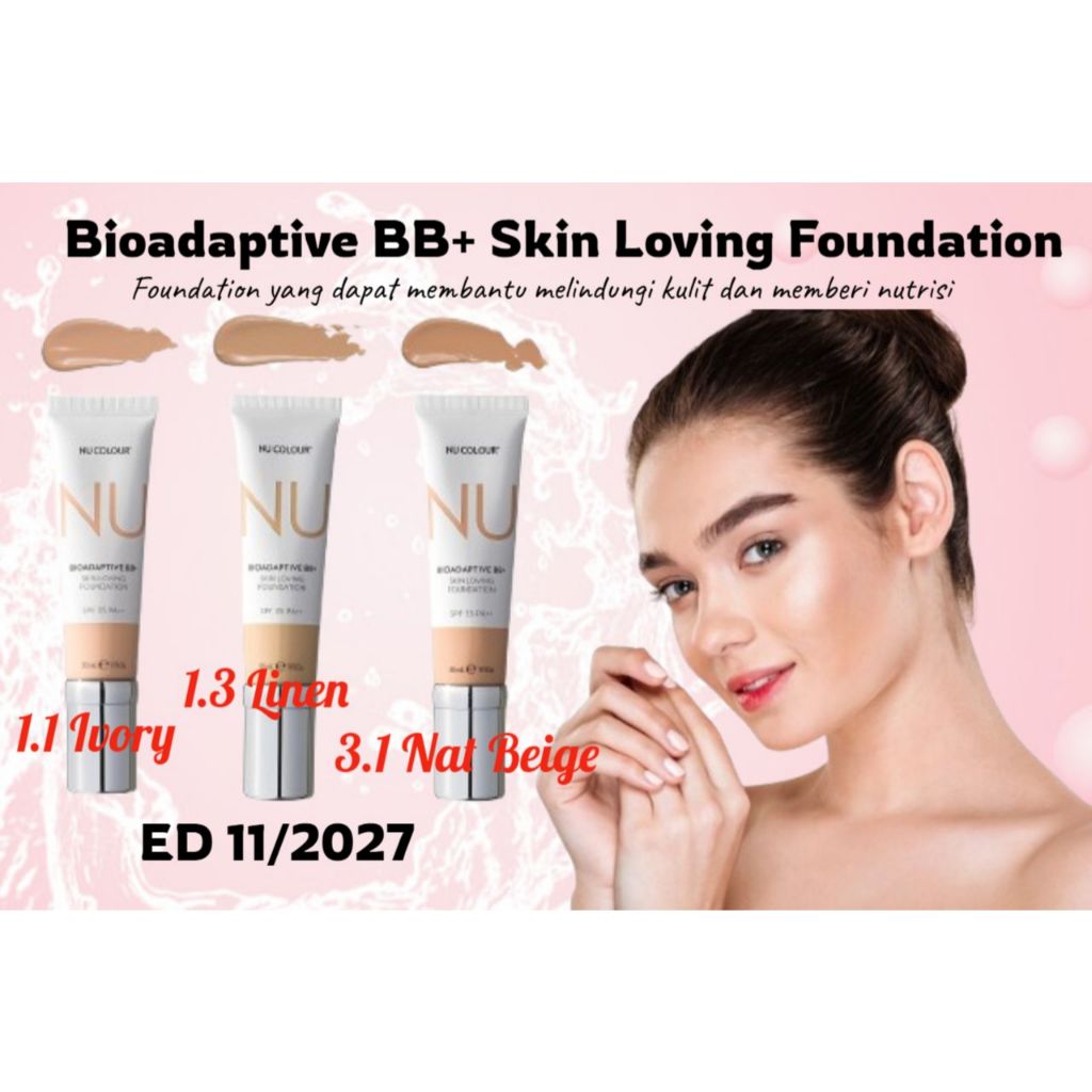 NU COLOUR® NU SKINN Bioadaptive BB+ Skin Loving Foundation Ivory , Linen , Natural Beige
