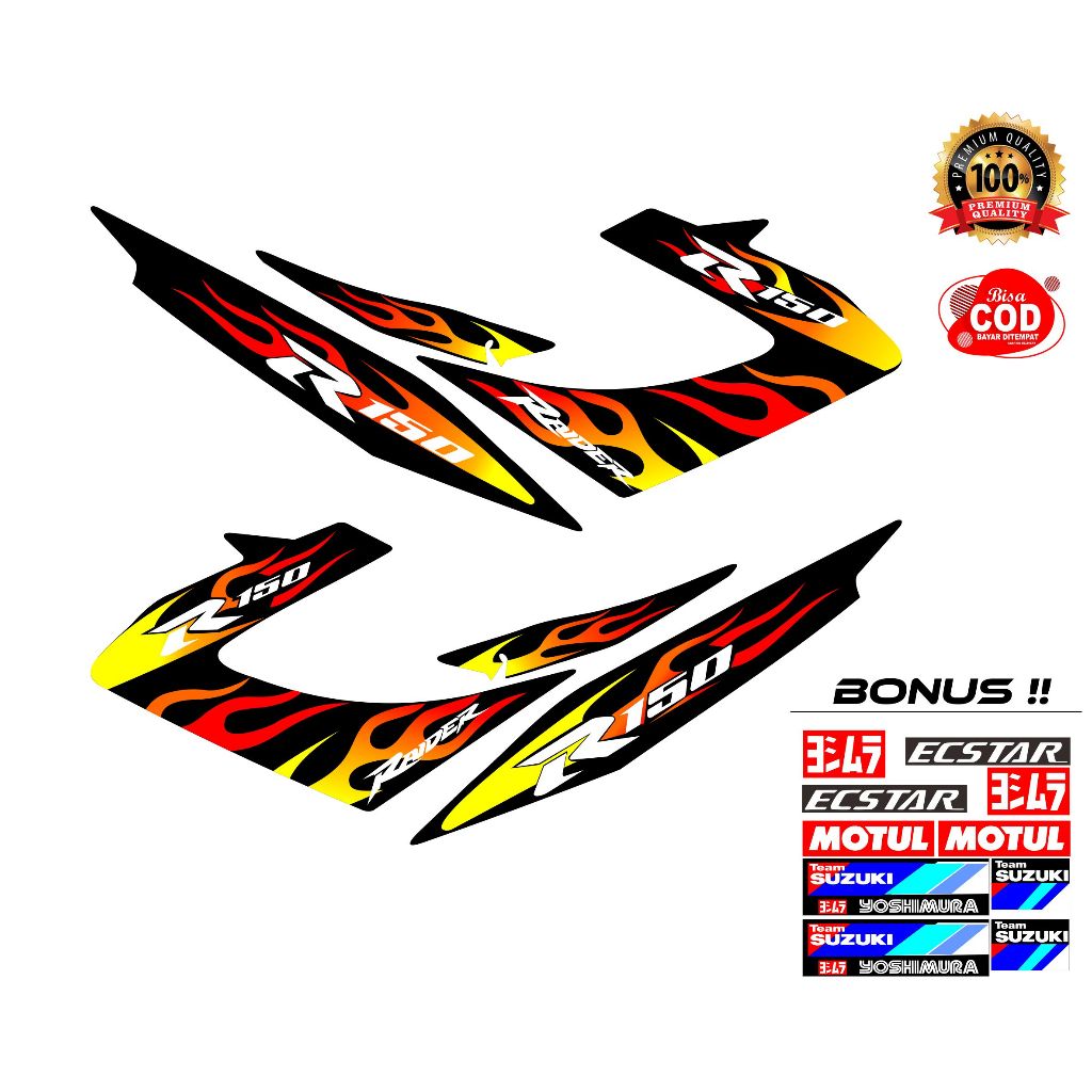 STRIPING SATRIA FU FACELIFT 2014 - 2015 GRAFIS TRIBAL FIRE COMBO COLOR 001