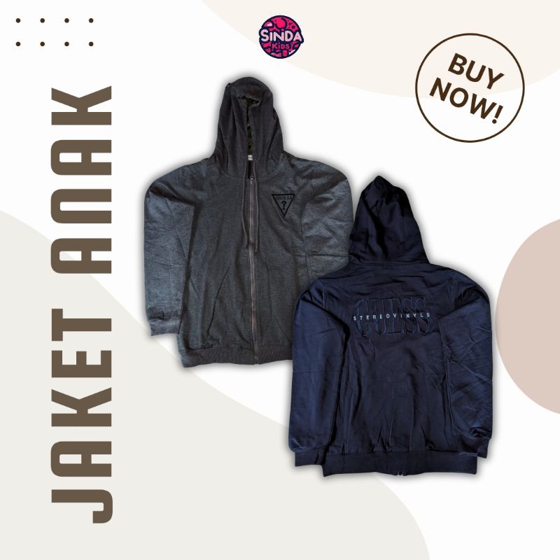 Hoodie Zipper GUESS Anak dan Remaja