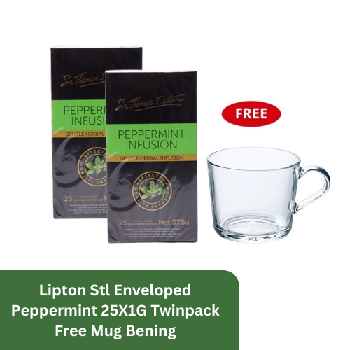 

Lipton Stl Enveloped Peppermint 25X1G Twinpack Free Mug Bening