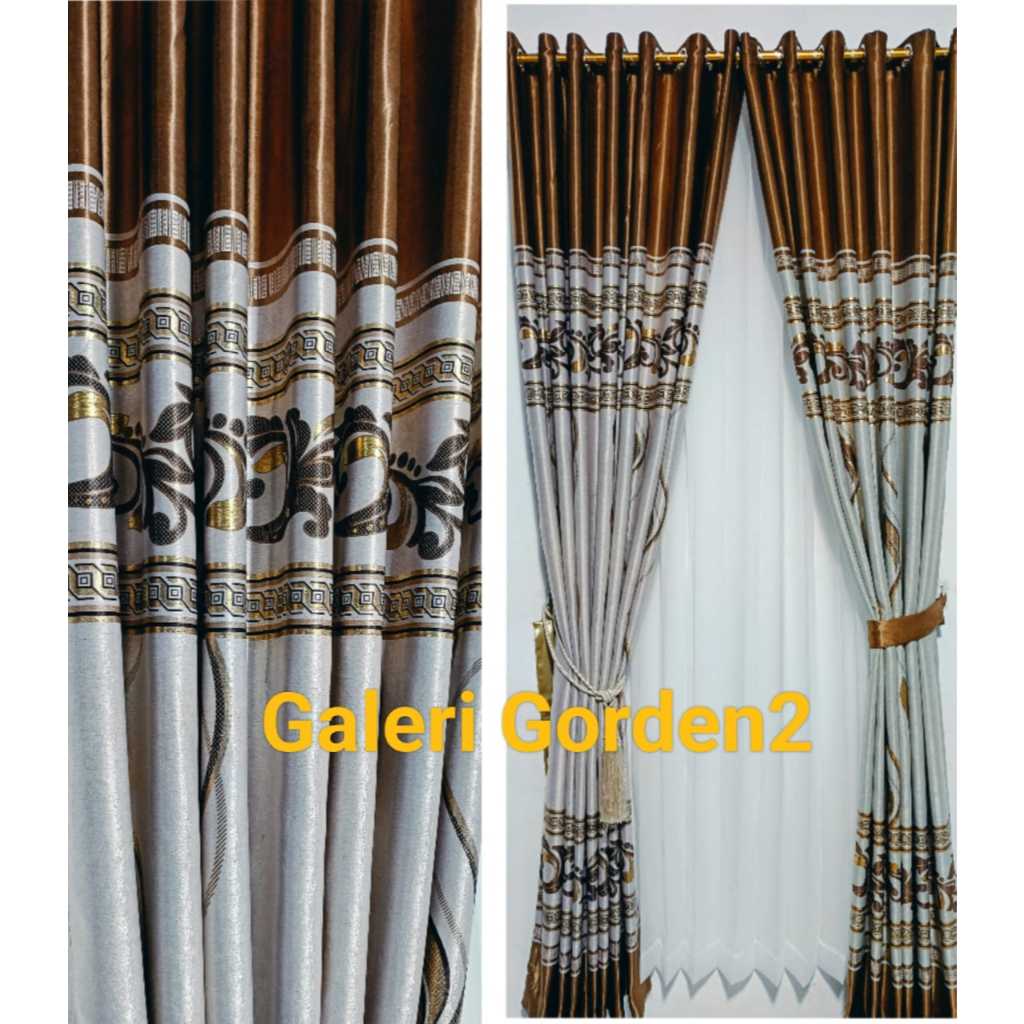 Gorden Jendela Blackout Import Premium  Motif ARIZONA COKLAT Bludru Model Smokring Panjang 2 Meter