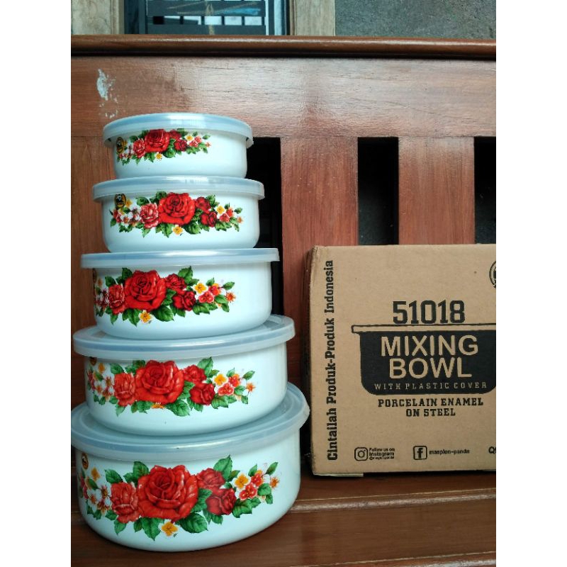 Mixing Bowl 5 Susun Motif Bunga Maspion/ Mangkok rantang susun 5