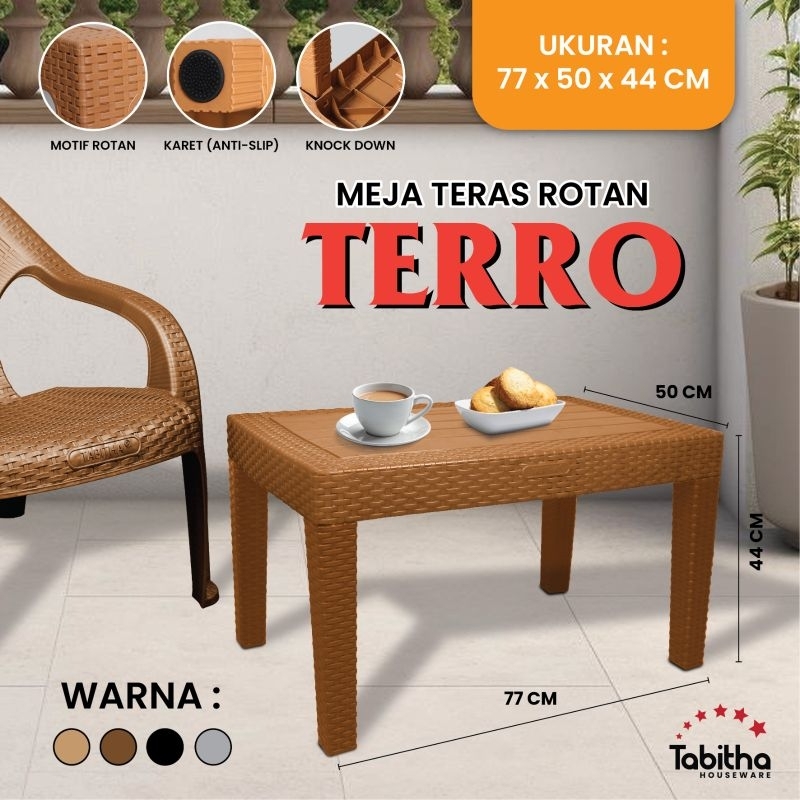Meja plastik anyam terro tabitha