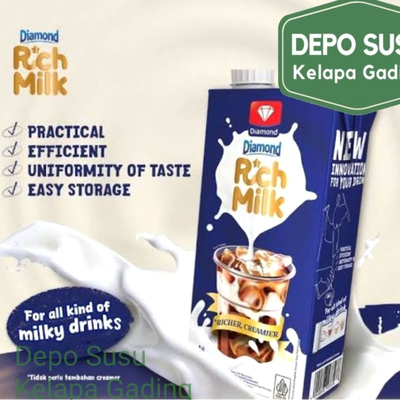 

RB Diamond Rich Milk UHT 1000ml Great for Coffee Better Untuk R*ch Foaming Campuran Kopi Ideal for