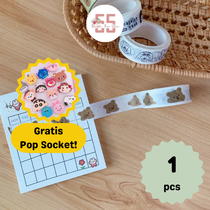 

Washi Tape Aesthetic Dekorasi Jurnal Scrapbook Selotip Motif Kartun Lucu - 047