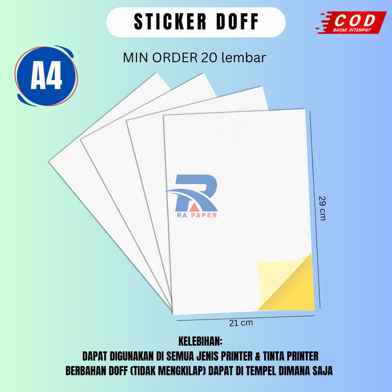 

KERTAS STIKER LABEL A4 ,A5,F4/ STIKER UKURAN A4,A5,F4