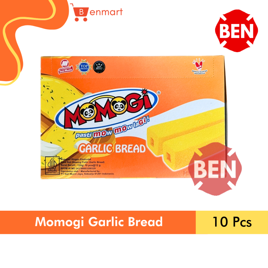 

Momogi Stick GARLIC BREAD 1 Box 10 Pcs - Makanan Ringan Snack Rasa Roti Bawang Putih Besar