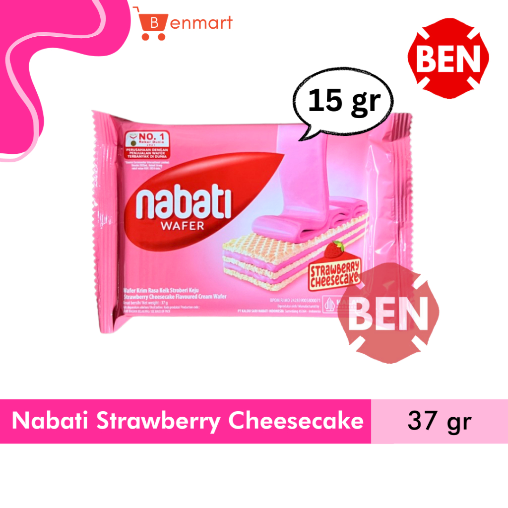 

Nabati Wafer STRAWBERRY CHEESE CAKE 37g 37gr 37 g gr gram - Pink Stroberi Keju Cheese Cream Strawberry Jam Cheesecake