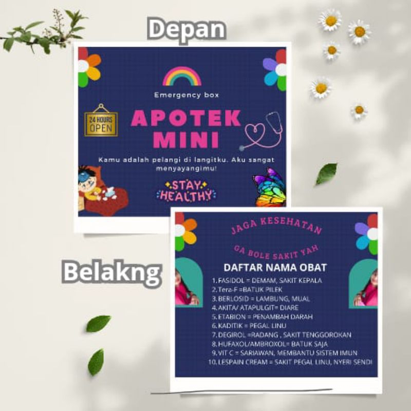 

STICKER Desain Apotek Mini Sticker nya saja Depan Sama belakang Kado Untuk Pacar