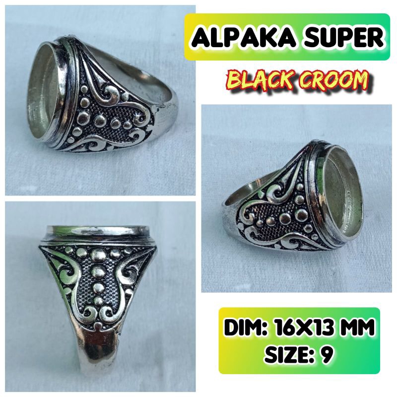 cincin emban batu akik batu permata alpaka super alpaka bakar.76