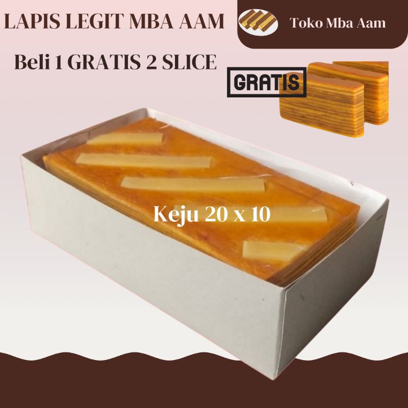 

BELI 1 GRATIS 2 SLICE | Lapis Legit Mba Aam 20 x 10 Keju | Lapis Legit