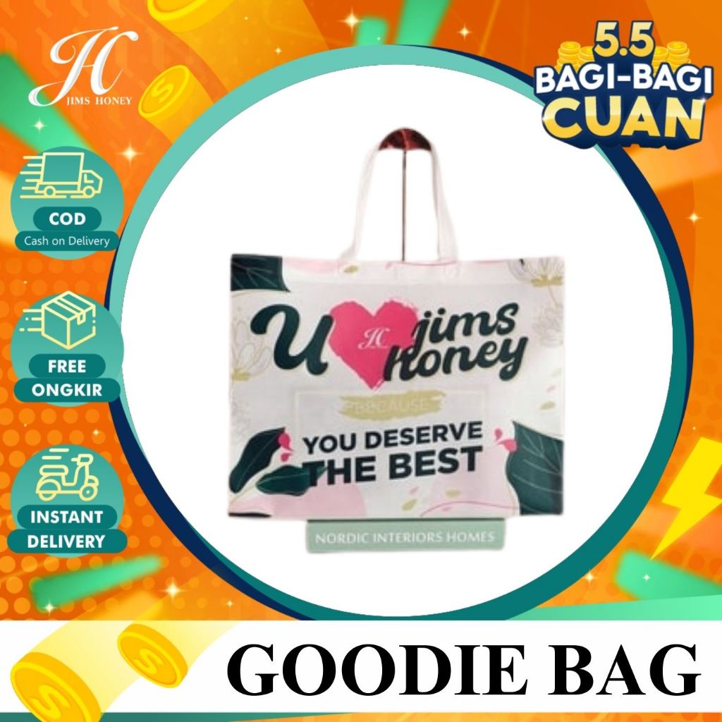 

JIMS HONEY GOODIE BAG BESAR PINK tas belanja shopping bag go green murah kuat bahan spunbond