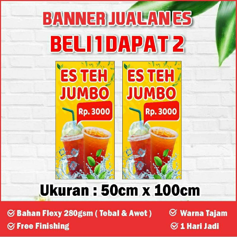 banner jualan es teh es jeruk es degan es capcin